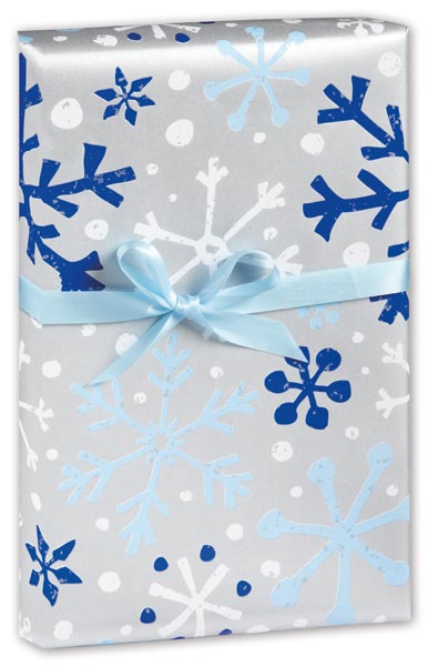 Silver & Blue Flurries Gift Wrap, 24